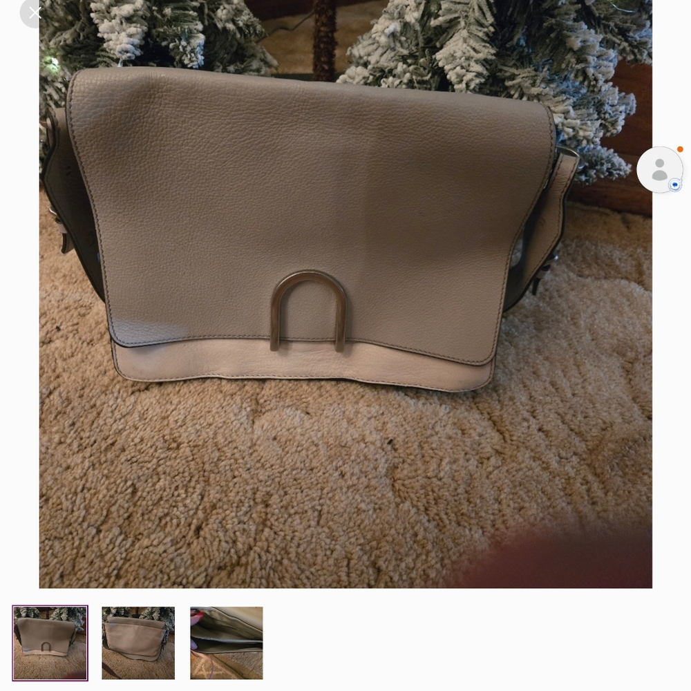 FOSSIL FINLEY leather shoulder bag gray
